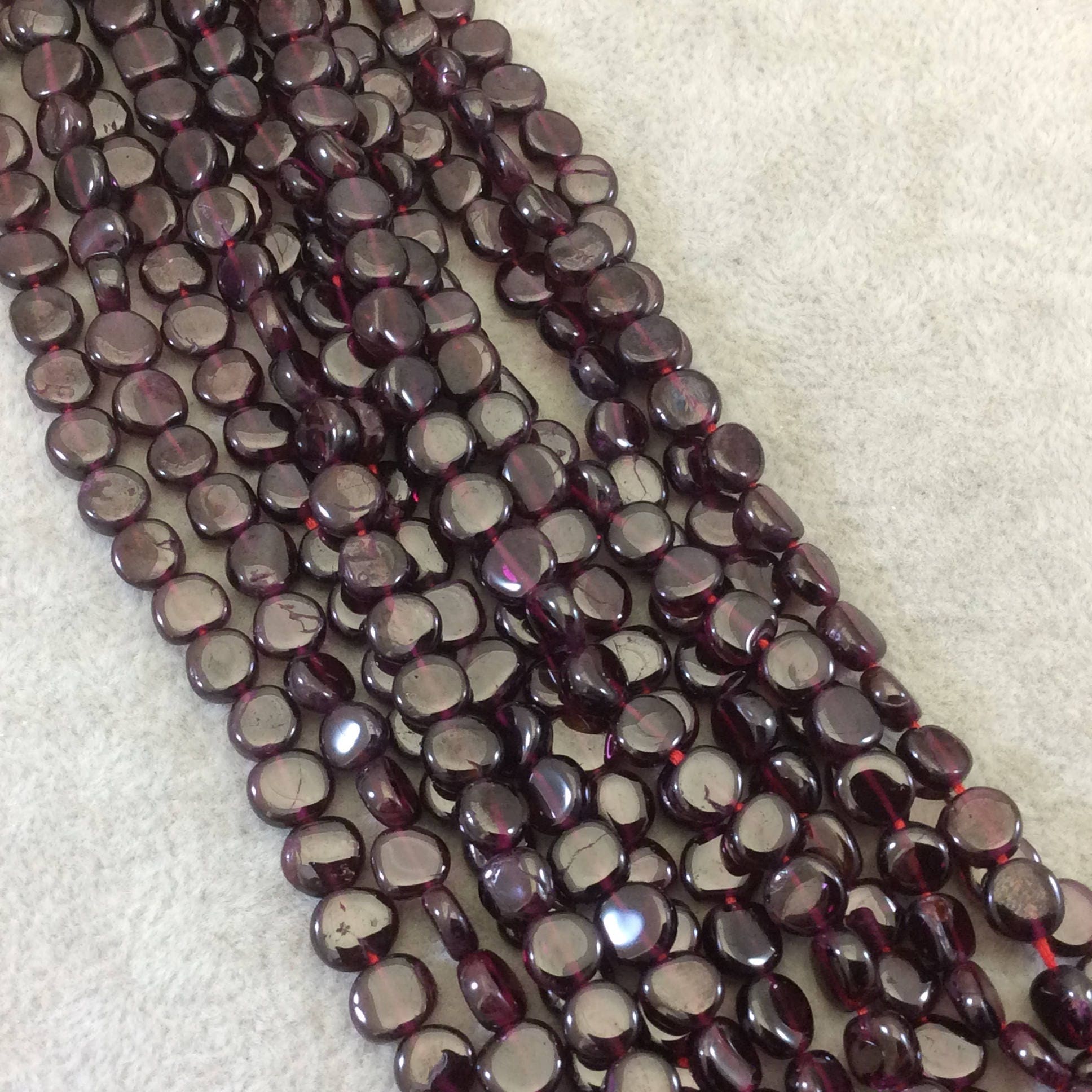 6mm Garnet Coin Beads | Semi Precious Indian Gemstone Beads