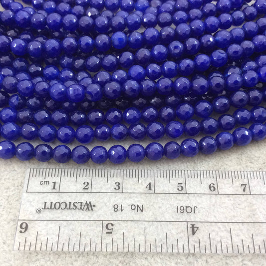 6mm Faceted Cadet Blue Agate Round/Ball Shaped Beads - 15.5" Strand (Approximately 64 Beads) - Natural Semi-Precious Gemstone