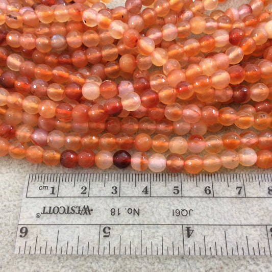 6mm Faceted Mixed Orange Agate Round/Ball Shaped Beads - 15.5" Strand (Approximately 64 Beads) - Natural Semi-Precious Gemstone