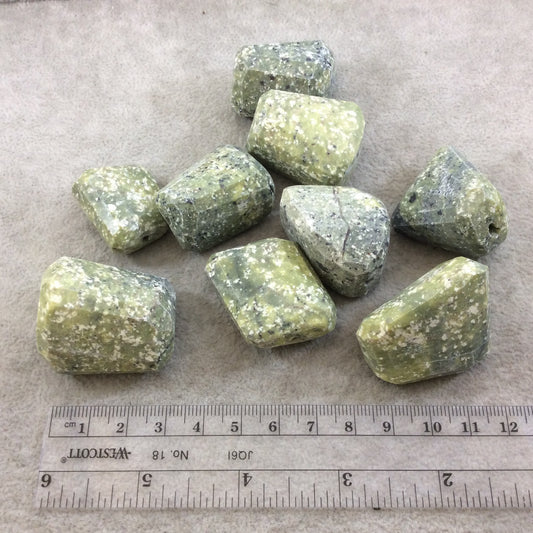 20-25mm Medium Faceted Serpentine Nugget Bead - Sold Individually, Randomly Chosen - High Quality Hand-Cut Indian Semi-Precious Gemstone