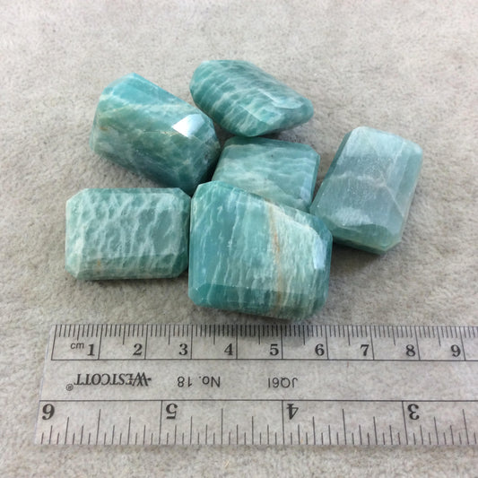 24-30mm Large Faceted Amazonite Nugget Bead - Sold Individually, Randomly Chosen - High Quality Hand-Cut Indian Semi-Precious Gemstone