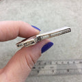 Silver Plated CZ Cubic Zirconia Large Cross Shaped Copper Slider - Measures 40mmx 53mm, Approx.  - Sold Individually, RANDOM