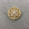Gold Plated CZ Cubic Zirconia Circle and Hearts Shaped Copper Slider - Measures 40mm, Approx.  - Sold Individually, RANDOM