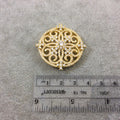 Gold Plated CZ Cubic Zirconia Circle and Hearts Shaped Copper Slider - Measures 40mm, Approx.  - Sold Individually, RANDOM