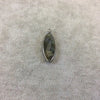 Labradorite Bezel | Gunmetal Plated Faceted Natural Marquise Shaped Pendant - Measuring 10mm x 25mm - Sold Individually, Chosen Randomly