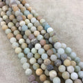 6mm Natural Matte Finish Mixed Amazonite Round/Ball Shaped Beads with 1.5mm Holes - 7.5" Strand (Approx. 31 Beads) - LARGE HOLE BEADS