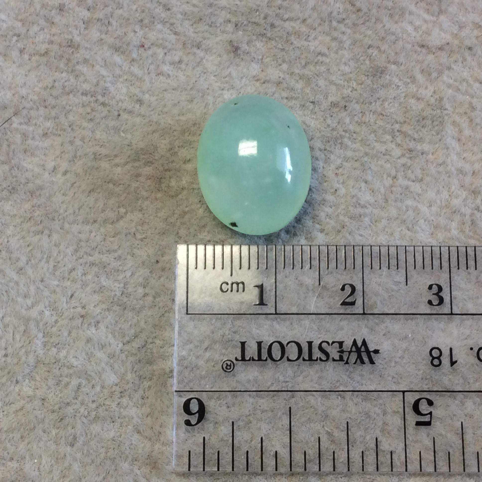 Natural OOAK Small Oval Shape Mint Green Chrysoprase Cabochon "I" - Measuring 13mm x 17mm, 8.5mm Dome Height - Semi-Precious Gemstone Cab