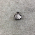 Gunmetal Plated CZ Cubic Zirconia Inlaid Purse Shaped Bead  - Measures 12mmx12mm, Approx. - Sold Individually, RANDOM