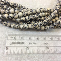 6mm Natural Cream and Black Dalmatian Jasper Smooth Glossy Round/Ball Beads W 1.5mm Holes - 7.5" Strand (~ 34 Beads) - LARGE HOLE BEADS