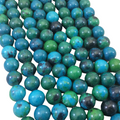 10mm Dyed Blue-Green Chrysocolla Smooth Glossy Round/Ball Shaped Beads with 2mm Holes - 7.5" Strand (Approx. 19 Beads) - LARGE HOLE BEADS