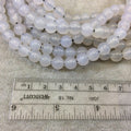 8mm Natural White Agate Smooth Glossy Round/Ball Shaped Beads With 1.5mm Holes - 7.25" Strand (Approx. 23 Beads) - LARGE HOLE BEADS