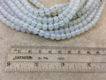 6mm Natural Milky White Opalite Smooth Glossy Round/Ball Shaped Beads With 1.5mm Holes - 7.75" Strand (Approx. 32 Beads) - LARGE HOLE BEADS