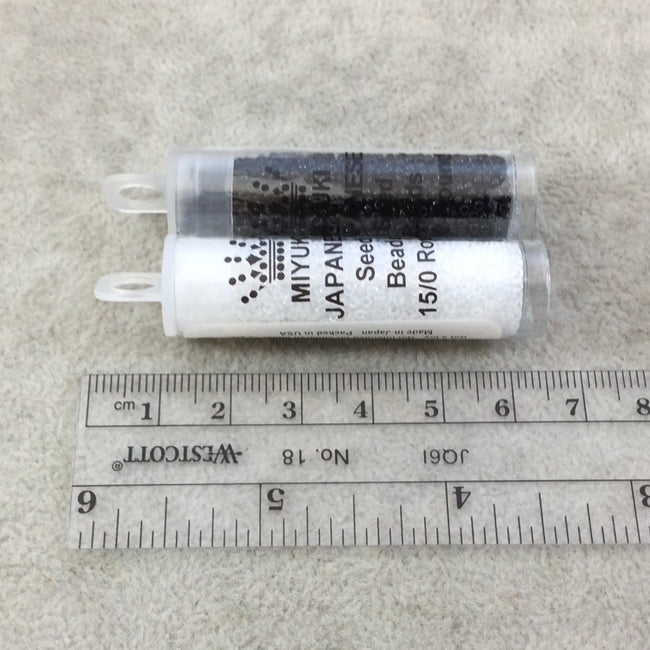 Size 15/0 Opaque Black Genuine Miyuki Glass Seed Beads - Sold by 8.2 Gram Tubes (~2050 Beads per Tube) - (15-9401)