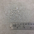 2mm Brushed Finish Silver Plated Copper Tiny 3D Cube Shaped Beads with 0.5-0.75mm Holes - Loose, Sold in Pre-Packed Bags of 100 Beads