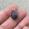Labradorite Bezel | Natural Gemstone | One OOAK Gold Plated Faceted Flat Back Oval Shaped Pendant "O9"- Measures 12mm x16mm Approx.