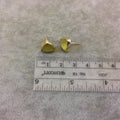 One Pair of Maize Yellow Synthetic Cat's Eye Triangle Shaped Gold Plated Stud Earrings with NO ATTACHED Jump Rings - Measuring 10mm x 10mm
