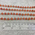 Gunmetal Plated Copper Rosary Chain with Faceted 6mm Rondelle Shape Carnelian  Beads - Sold by the Foot (CH337-GM) Quality Gemstone!