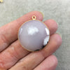 One OOAK Gold Plated Faceted Flat Back Dendritic Opal Round Coin Shaped Bezel Pendant - Measures ~ 30mm - Natural Gemstone