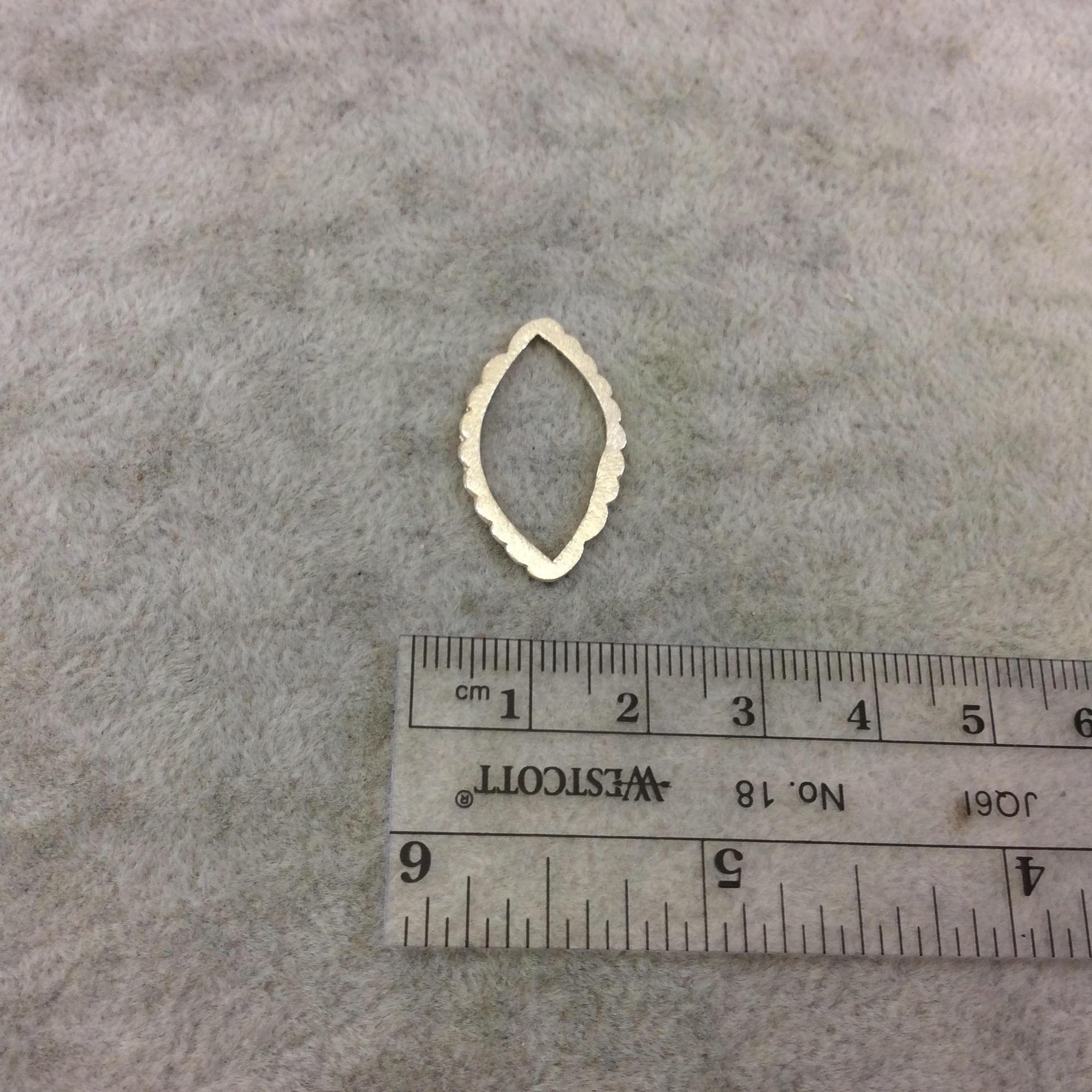 15mm x 26mm Gold Brushed Finish Open Scalloped Marquise Shaped Plated Copper Components - Sold in Bulk Packs of 10 Pieces - (080-GD)