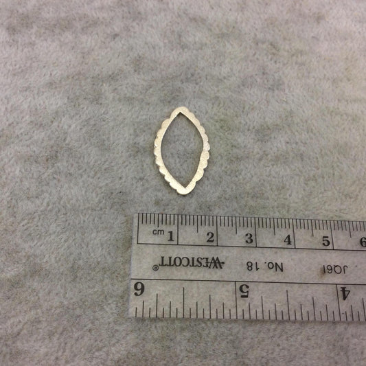15mm x 26mm Gold Brushed Finish Open Scalloped Marquise Shaped Plated Copper Components - Sold in Bulk Packs of 10 Pieces - (080-GD)