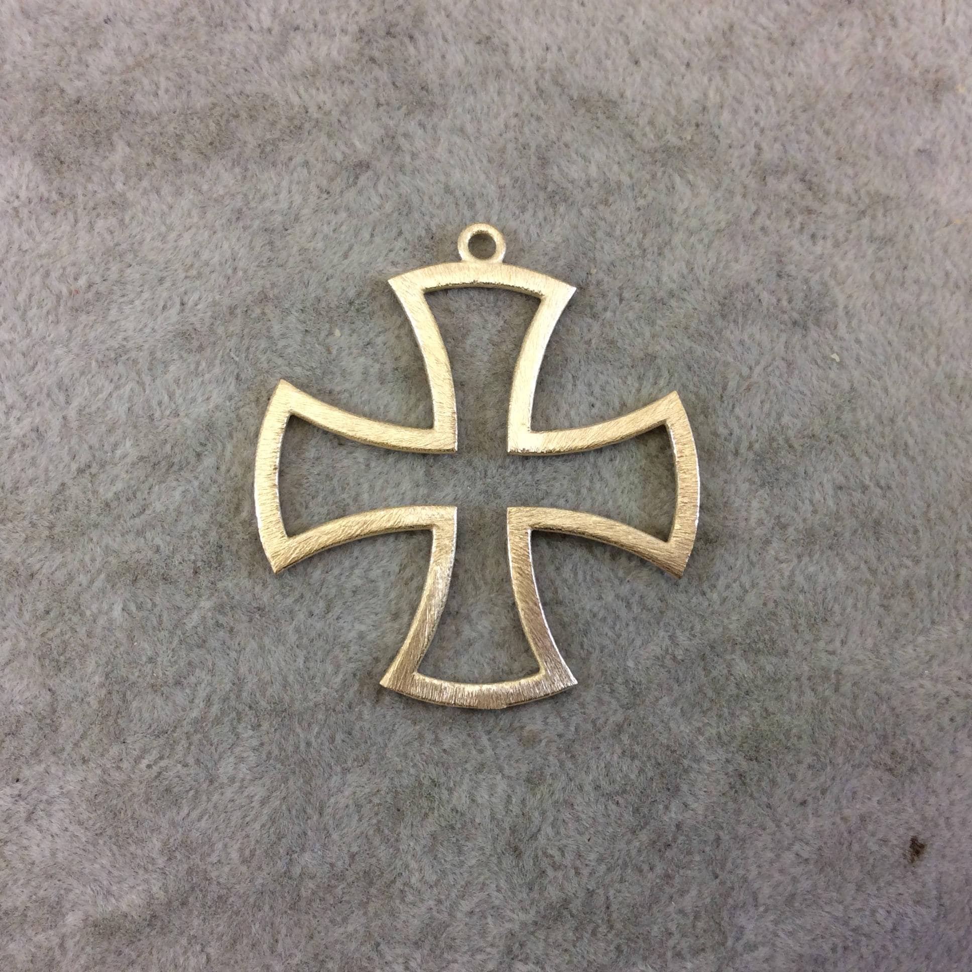 45mm x 45mm Large Sized Gold Plated Copper Open Maltese Cross Symbol Shaped Pendant Components - Sold in Packs of 10 Pieces (195-GD)