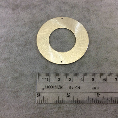 50mm Gold Brushed Finish Thick Open Circle/Ring Shaped Dual Drilled Plated Copper Components - Sold in Bulk Packs of 10 Pieces - (021-GD)