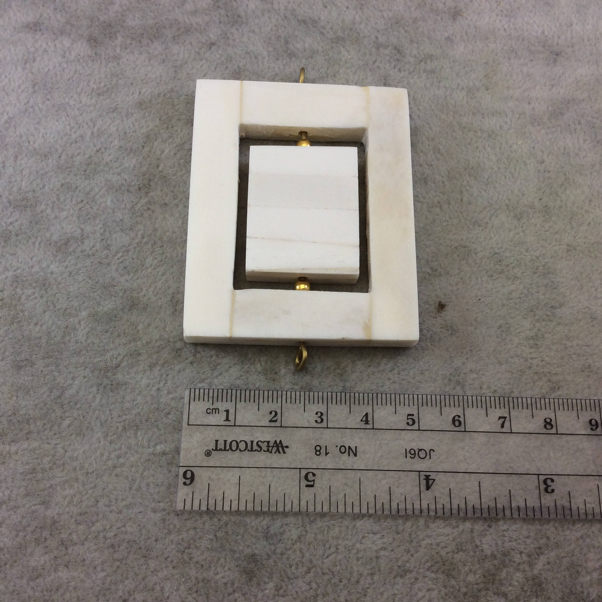 Ox Bone Rectangle Spinning Focal Pendant For Jewelry Making - 2.5 inch