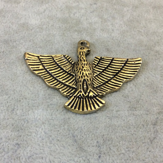 2.25" Brass Finish Large Eagle Bird Shaped Pendant with Attached Ring  - Measures ~ 35mm x 60mm - Sold Individually