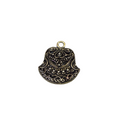 1" Brass Finish Scroll Work Embellished Bell Shaped Pendant with Attached Ring  - Measures ~ 22mm x 22mm - Sold Individually