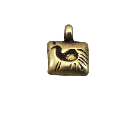 11mm x 13mm Oxidized Gold Plated Rustic Cast Standing Horse Icon Copper Rectangle Shaped Pendant w/ Attached Ring  - Sold Individually (K-5)