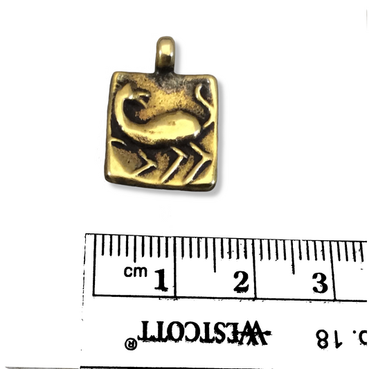 14mm x 16mm Oxidized Gold Plated Rustic Cast Odd Duck-Cat Icon Copper Rectangle Shaped Pendant w/ Attached Ring  - Sold Individually (K-27)
