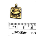 14mm x 16mm Oxidized Gold Plated Rustic Cast Odd Duck-Cat Icon Copper Rectangle Shaped Pendant w/ Attached Ring  - Sold Individually (K-27)