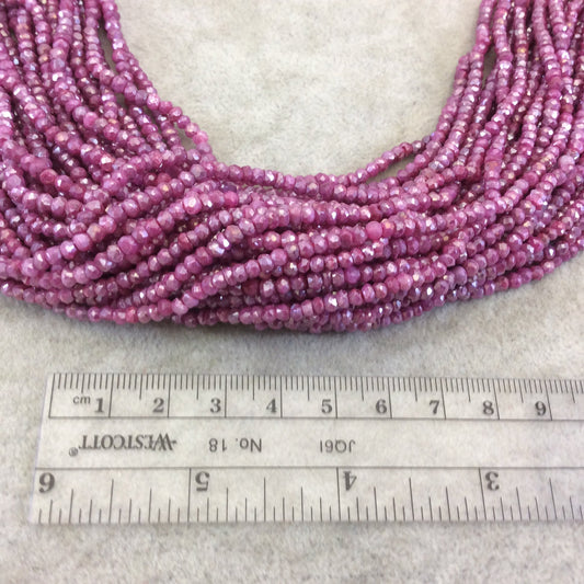 Holiday Special! 2-3mm x 2-3mm Faceted Mystic Magenta Dyed Natural Quartz Rondelle Beads - 13" Strand (~ 145 Beads)