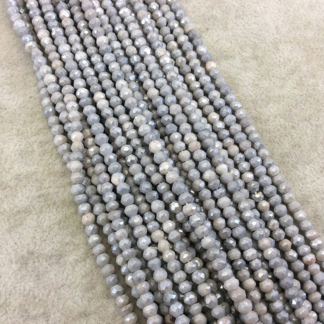 Holiday Special! 3-4mm x 3-4mm Faceted Mystic Gray Dyed Natural Quartz Rondelle Beads - 13" Strand (~ 100 Beads)