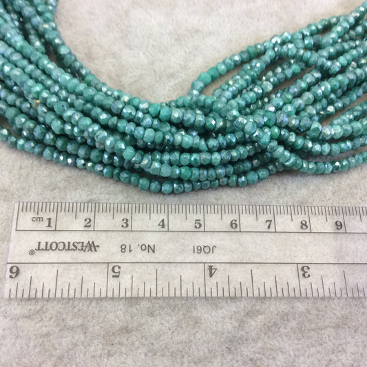 Holiday Special! 3-4mm x 3-4mm Faceted Mystic Green Dyed Natural Quartz Rondelle Beads - 13" Strand (~ 105 Beads)