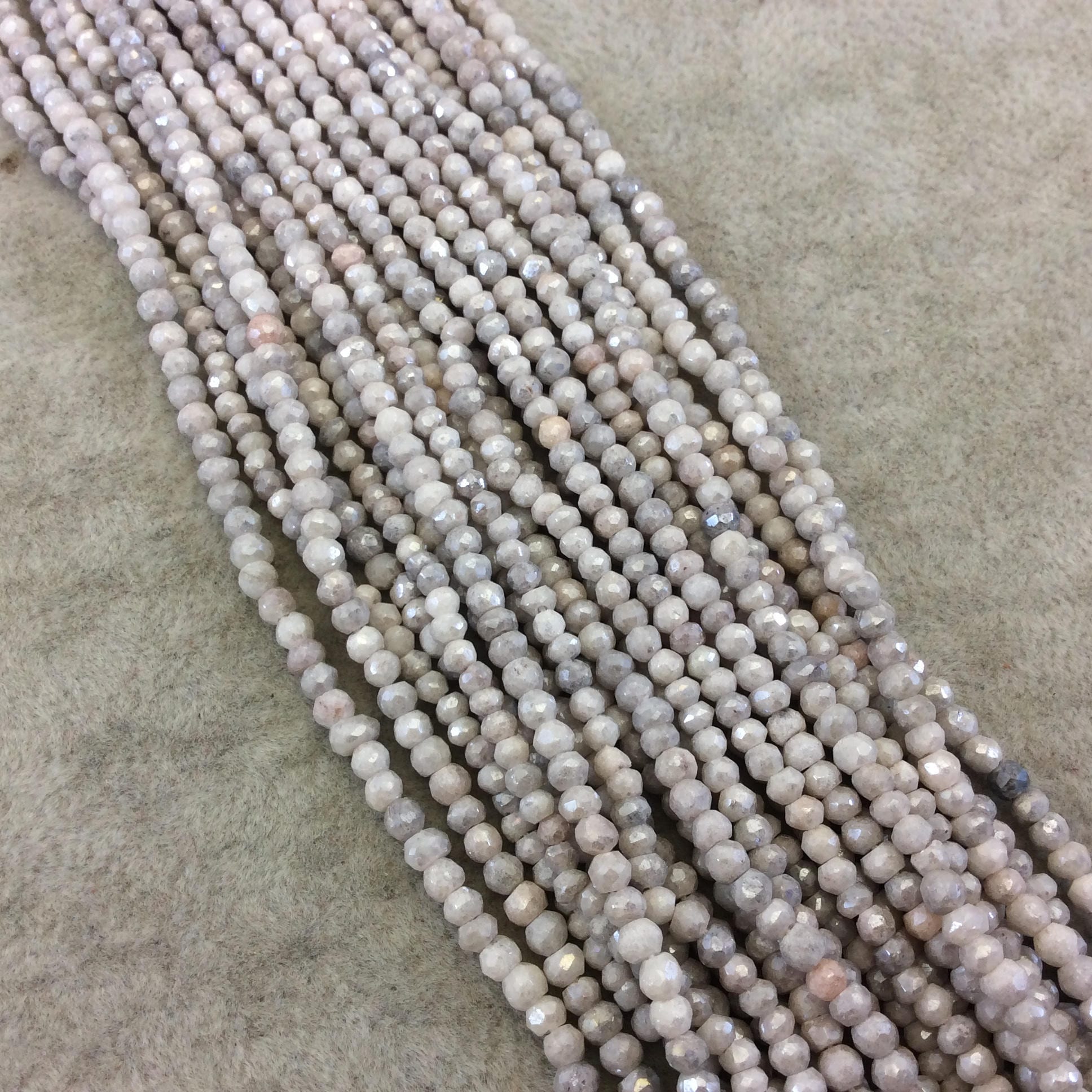 Holiday Special! 2-3mm x 2-3mm Faceted Mystic Lt. Gray Dyed Natural Quartz Rondelle Beads - 13" Strand (~ 125 Beads)