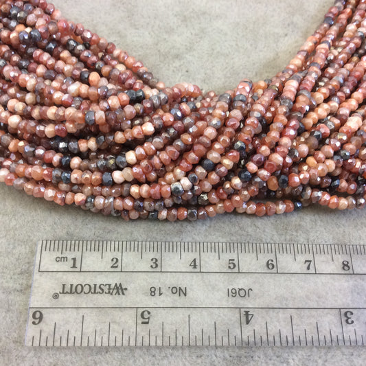 Holiday Special! 3-4mm x 3-4mm Faceted Natural Mystic Mixed Carnelian Rondelle Beads - 13" Strand (~ 115 Beads)