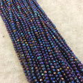 Holiday Special! 3mm x 3mm Faceted Natural Rainbow AB Coated Black Spinel Round Beads - 13" Strand (~ 115 Beads)