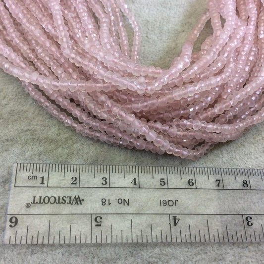 Holiday Special! 3-4mm x 3-4mm Faceted Natural Pink Rose Quartz Rondelle Shaped Beads - Sold per 13" Strand (Approx. 120 Beads)