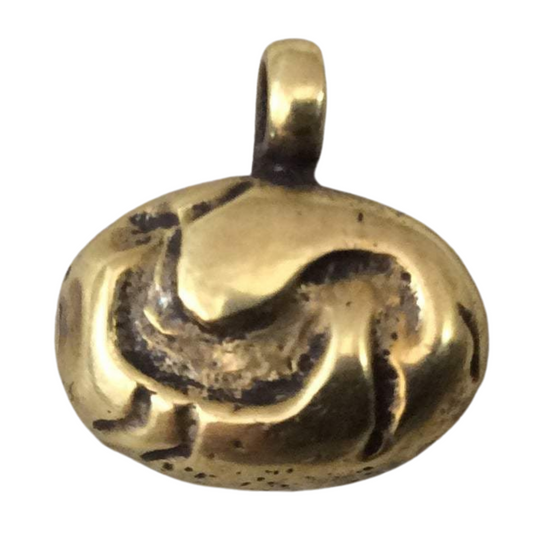 11mm x 16mm Oxidized Gold Plated Rustic Cast Mythical Unicorn Icon Copper Oval Shaped Pendant w/ Attached Ring  - Sold Individually (K-48)