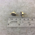One Pair of Silver Color Coated Natural Druzy Teardrop Shaped Gold Plated Stud Earrings with Attached Jump Rings - Approx. 9mm x 12mm