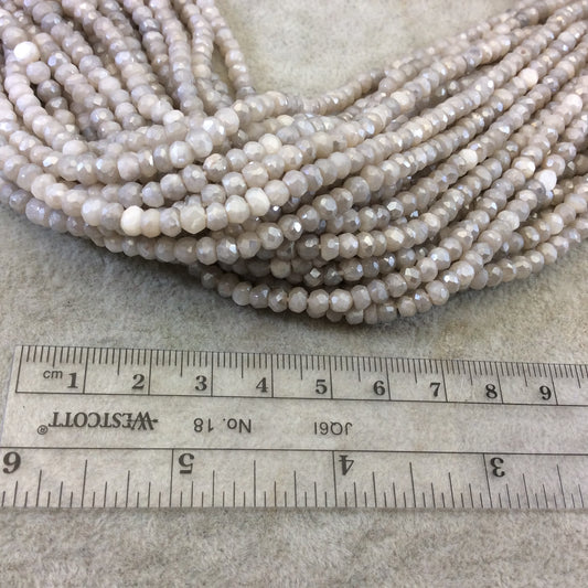 Holiday Special! 3-4mm x 3-4mm Faceted Mystic Natural Gray/White Moonstone Rondelle Beads - Sold per 13" Strand (Approx. 110 Beads)