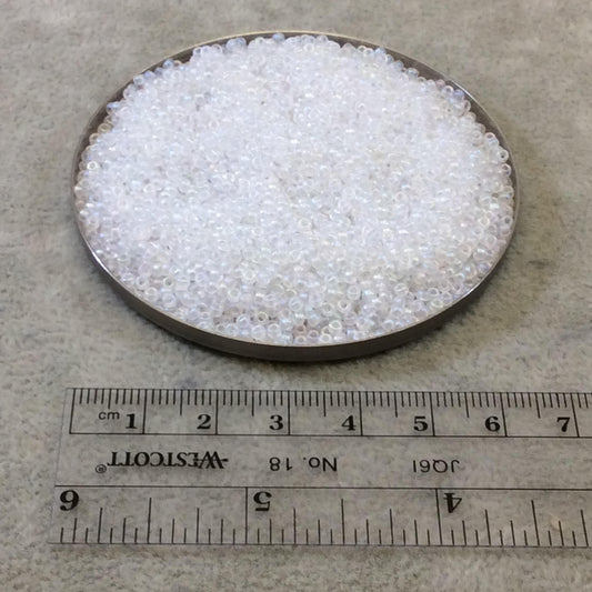 Size 11/0 Semi-Matte Finish Crystal AB Miyuki Glass Seed Beads - Sold by 23 Gram Tubes (~ 2500 Beads / Tube) - (11-9131SFR)