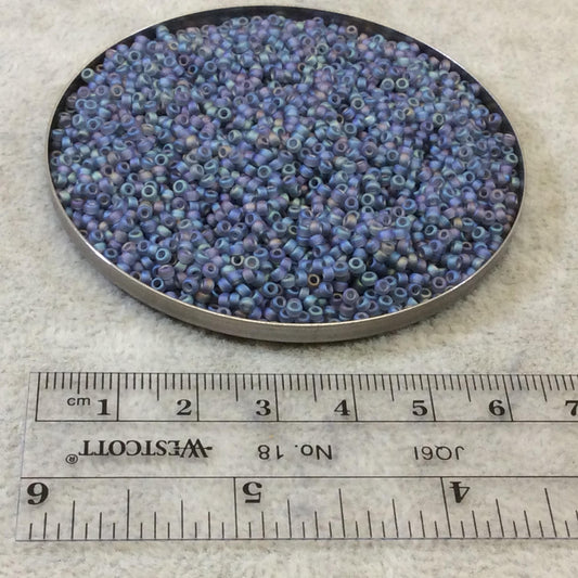 Size 11/0 Matte Finish Grey AB Miyuki Glass Seed Beads - Sold by 23 Gram Tubes (~ 2500 Beads / Tube) - (11-9152FR)