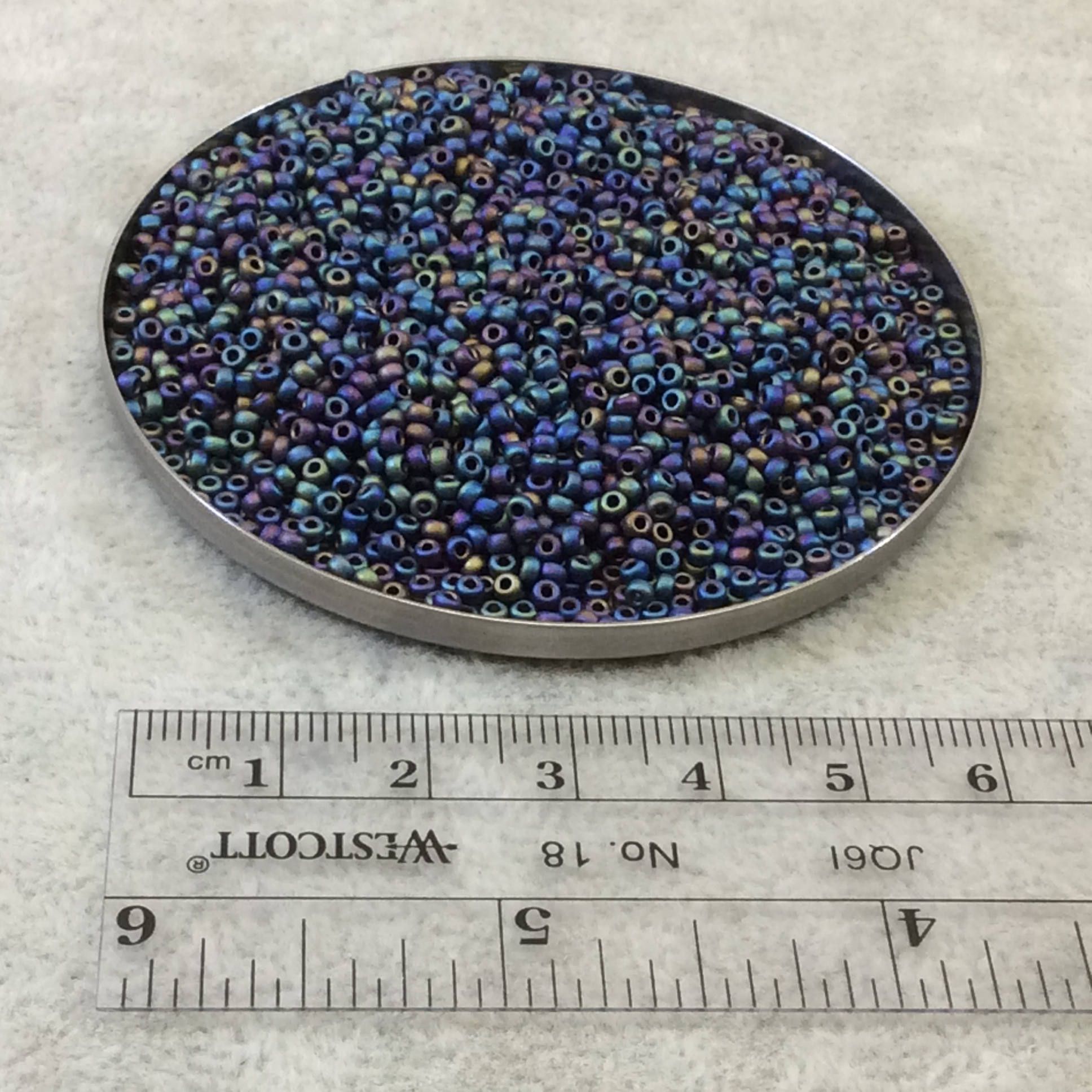 Size 11/0 Matte Finish Metallic Purple Iris Miyuki Glass Seed Beads - Sold by 23 Gram Tubes (~ 2500 Beads / Tube) - (11-92018)