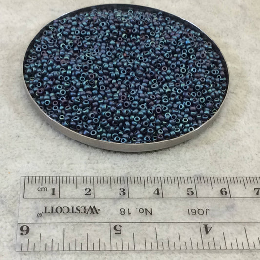 Size 11/0 Matte Finish Black AB Miyuki Glass Seed Beads - Sold by 23 Gram Tubes (~ 2500 Beads / Tube) - (11-9401FR)