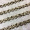 Brass Plated Brass Double Circle/Wreath Articulated Flat Chain - 9mm x 9mm Round Links With Flat Connectors - Sold By the Foot! (CH476-BR)