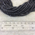 Holiday Special! 3-4mm x 3-4mm Faceted Natural Glossy Black Spinel Rondelle Shaped Beads - 13" Strand (~ 115 Beads)