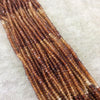 Holiday Special! 2-3mm x 2-3mm Faceted Natural Hessonite Garnet Rondelle Shaped Beads - 13" Strand (~ 155 Beads)