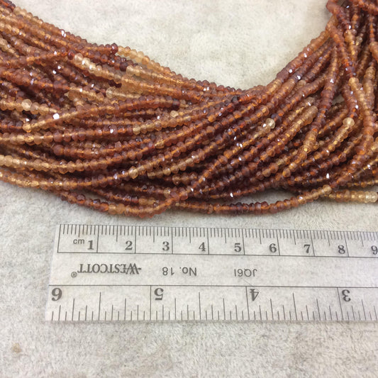 Holiday Special! 2-3mm x 2-3mm Faceted Natural Hessonite Garnet Rondelle Shaped Beads - 13" Strand (~ 155 Beads)